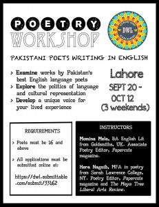 Lahore Poetry Workshop Flyer